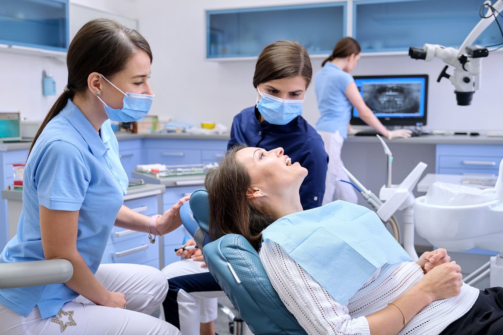 Dental examination and treatment of patient for Invisalign